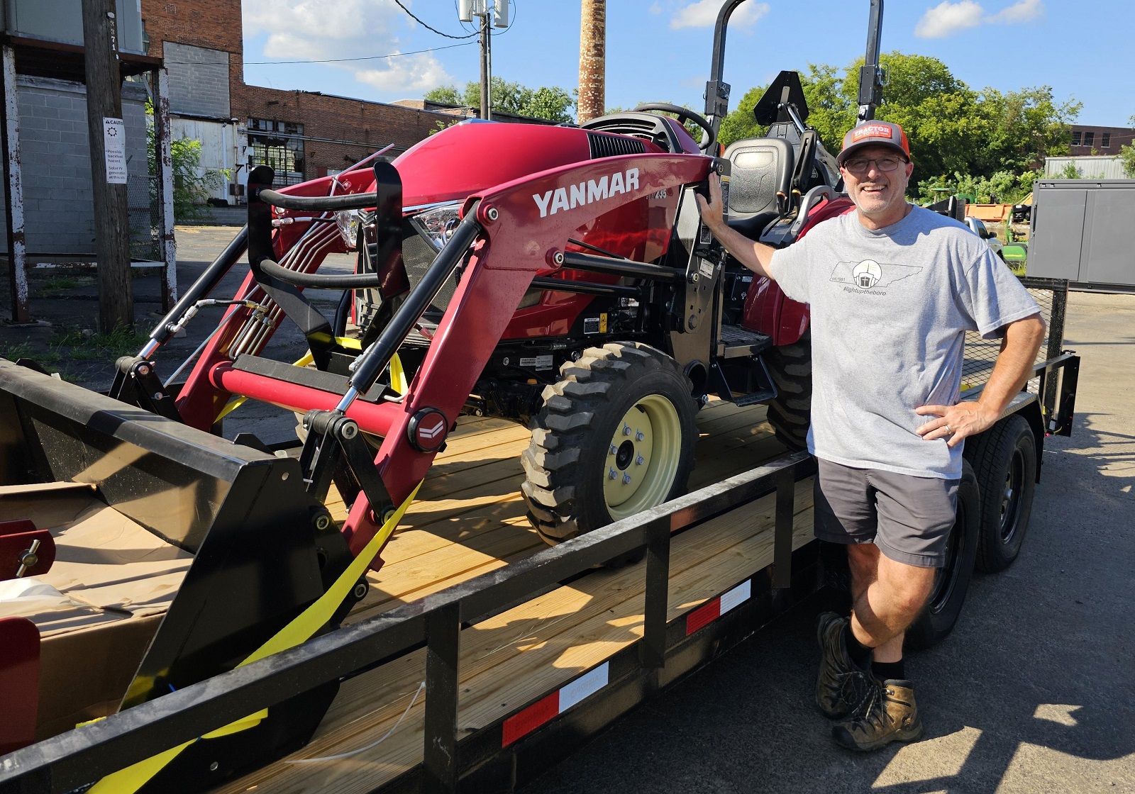Yanmar tractor being shown off on trailer